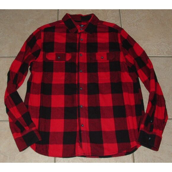 Mens Sz Medium (38-40) Buffalo Plaid Button Up Soft Flannel Long Sleeve Shirt - Picture 1 of 3
